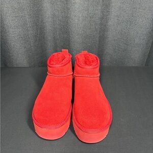 UGG Vibrant Red Platform Ankle Boots